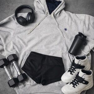 Vintage 90s Champion Heather Gray Oversized Hoodie – Size XL